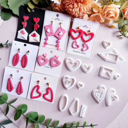 Valentine's Day Polymer Clay Cutters Set | LOVE Envelope Earring Clay Cutters