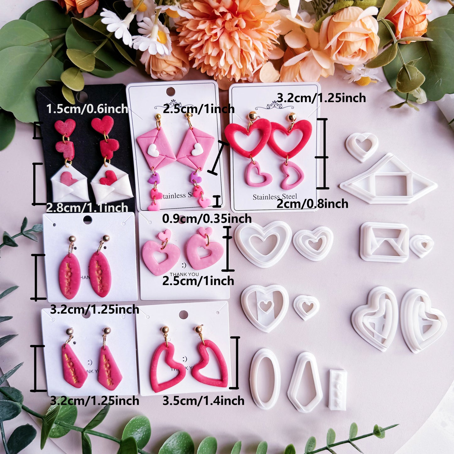 Valentine's Day Polymer Clay Cutters Set | LOVE Envelope Earring Clay Cutters