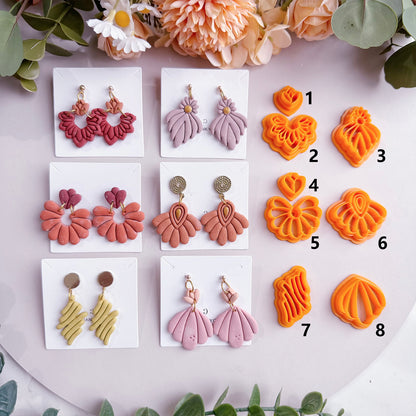 Art Deco Clay Earring Cutters | Scalloped Fan Polymer Clay Cutters | Boho