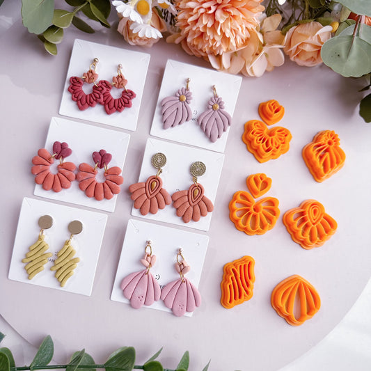 Art Deco Clay Earring Cutters | Scalloped Fan Polymer Clay Cutters | Boho