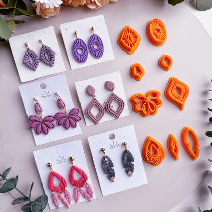 Boho Art Deco Polymer Clay Cutters | Scalloped Fan Feather Clay Cutters