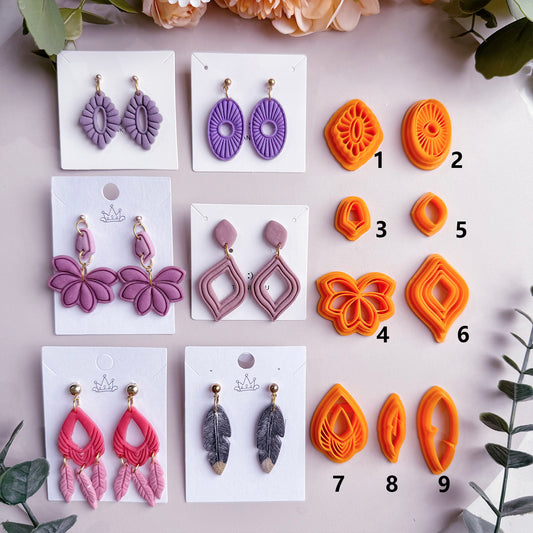 Boho Art Deco Polymer Clay Cutters | Scalloped Fan Feather Clay Cutters