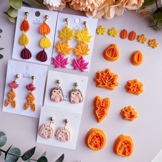 Fall Maple Leaf and Pumpkin Hedgehog Clay Cutters