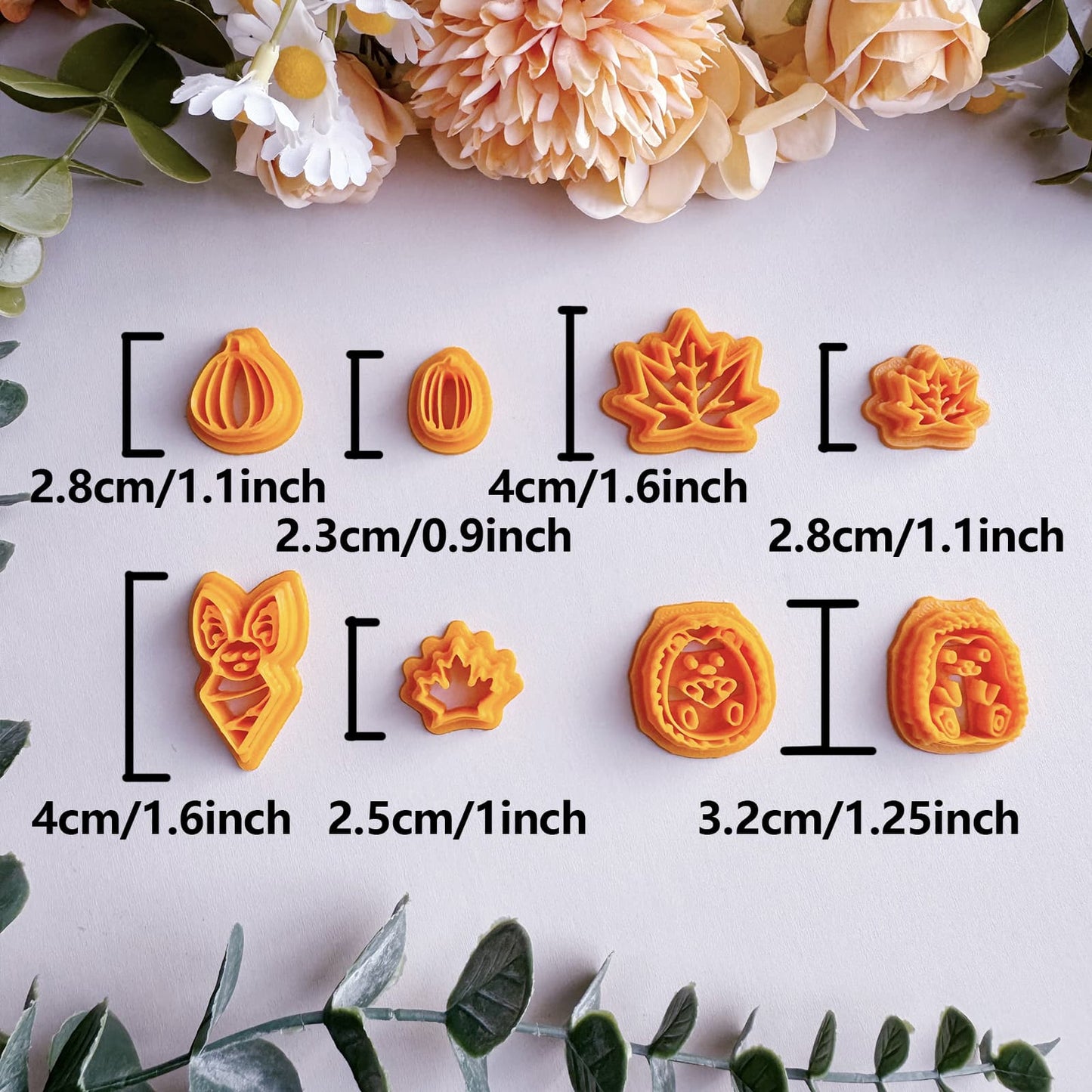 Fall Maple Leaf and Pumpkin Hedgehog Clay Cutters